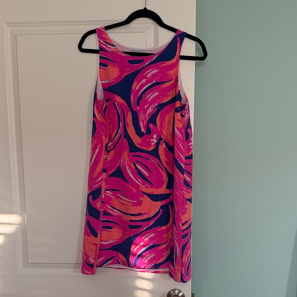 Lilly Pulitzer Pink and Orange Patterned Mini Dress Flamingo Print